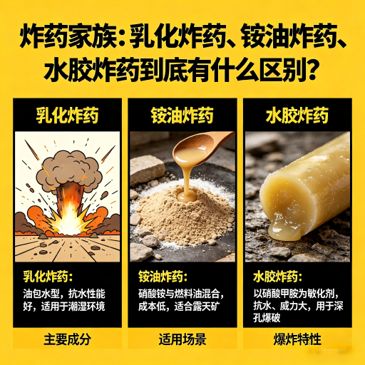 铜川炸药家族：乳化炸药、铵油炸药、水胶炸药到底有什么区别？